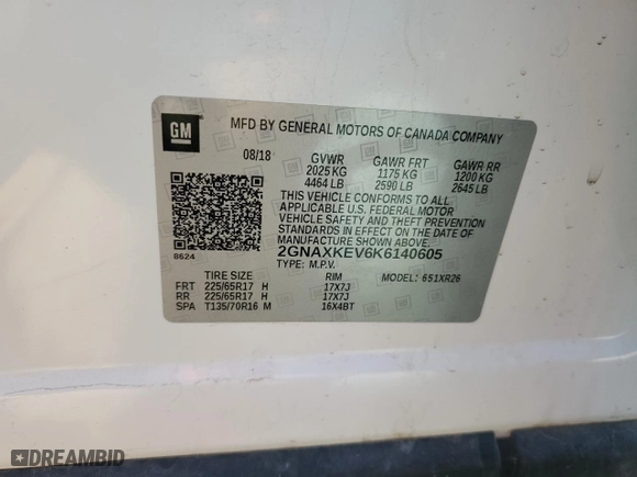 2019 Chevrolet Equinox LT with VIN 2GNAXKEV6K6140605, listed as a Copart auction lot 51944805 with 80,668 mi miles and Salvage Title. Bid and sale history available at carsss.com. Image 12.