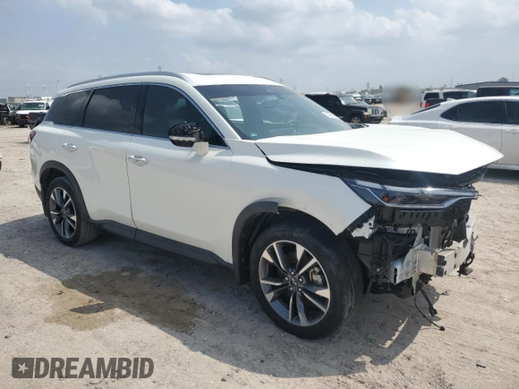 2023 Infiniti QX60 Luxe with VIN 5N1DL1FR4PC353091, listed as a Copart auction lot 51455235 with 30,358 mi miles and Salvage title. Bid and sale history available at DreamBid. Image 4.