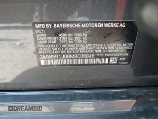 2021 BMW 3 Series 330i with VIN 3MW5R1J08M8C08846, listed as a IAAI auction lot 41731194 with 1 mi miles. Bid and sale history available at carsss.com. Image 9.