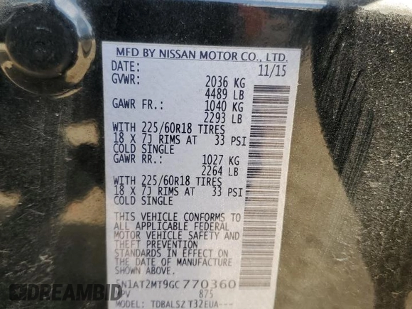 2016 Nissan Rogue SL with VIN 5N1AT2MT9GC770360, listed as a Copart auction lot 49128465 with 157,934 mi miles and Salvage Title. Bid and sale history available at carsss.com. Image 13.