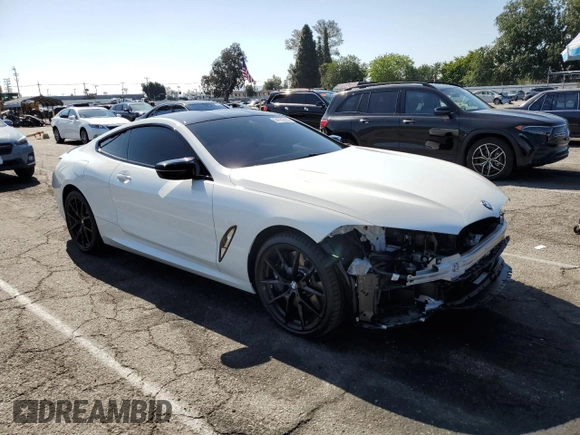 2020 BMW 8 Series M850i xDrive with VIN WBABC4C00LCE77534, listed as a Copart auction lot 54722515 with 0 mi miles and Salvage Title. Bid and sale history available at carsss.com. Image 4.