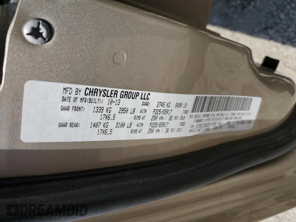 2014 Chrysler Town & Country Touring with VIN 2C4RC1BG0ER174758, listed as a Copart auction lot 59584065 with 192,965 mi miles and Salvage title. Bid and sale history available at DreamBid. Image 13.