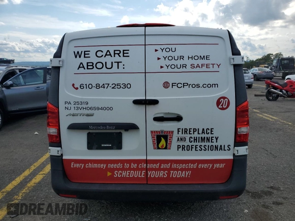 2020 Mercedes-Benz Metris Cargo with VIN WD3PG2EA4L3658585, listed as a Copart auction lot 64163654 with 53,643 mi miles and Salvage Title. Bid and sale history available at carsss.com. Image 6.