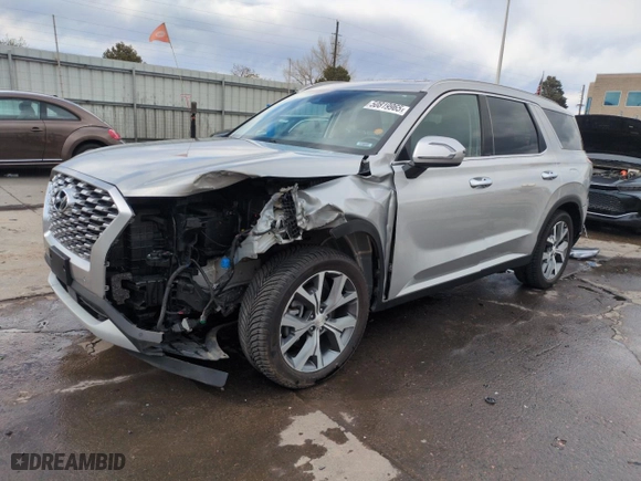 2022 Hyundai Palisade SEL with VIN KM8R4DHE8NU404713, listed as a Copart auction lot 50819965 with 56,593 mi miles and Salvage Title. Bid and sale history available at carsss.com. Image 1.