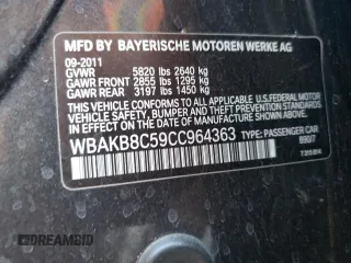 2012 BMW 7 Series 750Li with VIN WBAKB8C59CC964363, listed as a Copart auction lot 89381095 with 103,010 mi miles and Salvage Title. Bid and sale history available at carsss.com. Image 13.