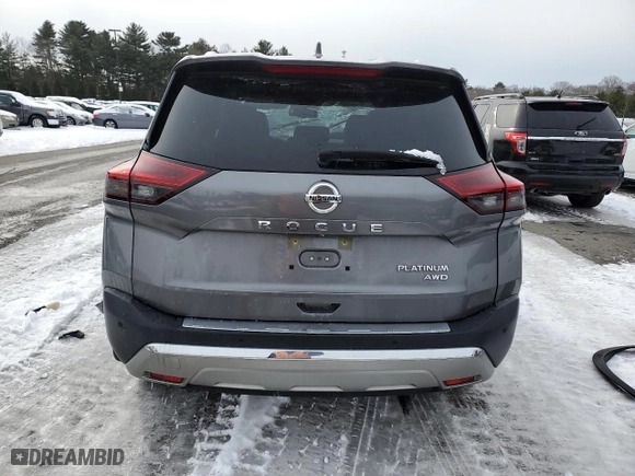 2021 Nissan Rogue Platinum with VIN JN8AT3DD6MW304287, listed as a Copart auction lot 44205915 with 0 mi miles and Salvage Title. Bid and sale history available at carsss.com. Image 6.