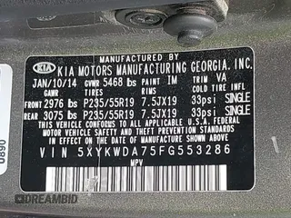 2015 Kia Sorento SX with VIN 5XYKWDA75FG553286, listed as a IAAI auction lot 42020351 with 147,572 mi miles. Bid and sale history available at carsss.com. Image 9.
