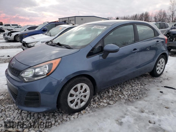 2016 Kia Rio LX with VIN KNADM5A34G6676533, listed as a Copart auction lot 42444355 with 38,350 mi miles and Salvage Title. Bid and sale history available at carsss.com. Image 1.