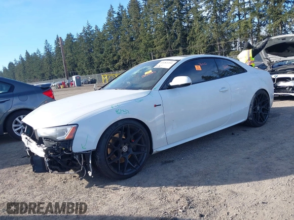 2014 Audi S5 Prestige with VIN WAUVGAFR1EA038798, listed as a IAAI auction lot 41682255 with 54,966 mi miles. Bid and sale history available at carsss.com. Image 2.