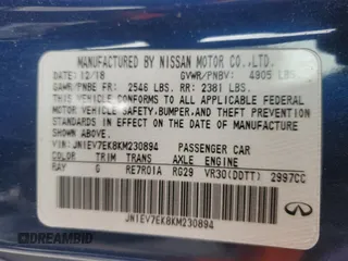 2019 Infiniti Q60 3.0t LUXE with VIN JN1EV7EK8KM230894, listed as a Copart auction lot 48397145 with 51,602 mi miles and Salvage Title. Bid and sale history available at carsss.com. Image 13.
