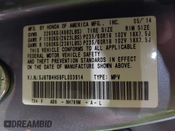 2015 Acura RDX Technology z VIN 5J8TB4H56FL003914, wystawiony jako IAAI lot #42292119 z przebiegiem 108 155 mil mil oraz . Historia ofert i sprzedaży dostępna na DreamBid. Obrazek 9.