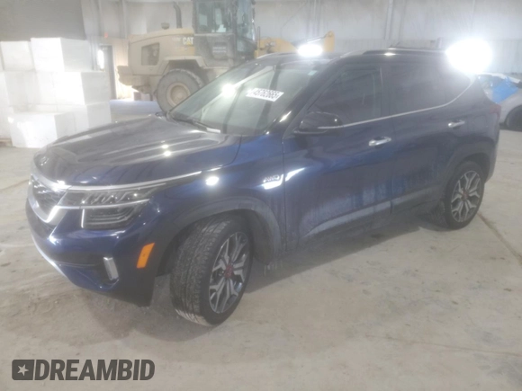 2021 Kia Seltos SX with VIN KNDETCA24M7207406, listed as a Copart auction lot 45762665 with 70,955 mi miles and Salvage Title. Bid and sale history available at carsss.com. Image 1.