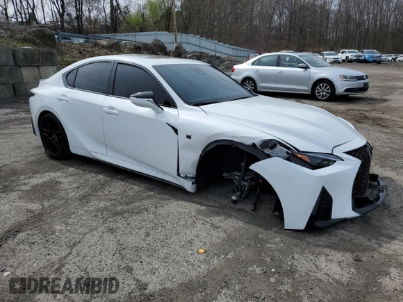 2023 Lexus IS with VIN JTHAP1D29P5003993, listed as a Copart auction lot 51989015 with 5,297 mi miles and Salvage Title. Bid and sale history available at carsss.com. Image 4.
