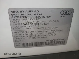 2022 Audi e-tron Premium with VIN WA1AAAGE2NB014917, listed as a Copart auction lot 50104223 with 25,123 mi miles. Bid and sale history available at carsss.com. Image 13.