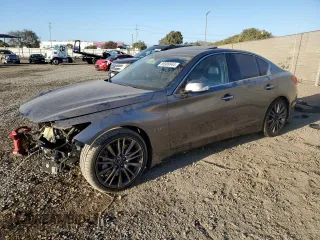 2016 Infiniti Q50 3.0t Red Sport 400 with VIN JN1FV7AP1GM420629, listed as a Copart auction lot 86999944 with 105,912 mi miles and Salvage Title. Bid and sale history available at carsss.com. Image 1.