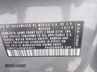 2014 Volkswagen Jetta S z VIN 3VW2K7AJ6EM253571, wystawiony jako IAAI lot #42186222 z przebiegiem 171 518 mil mil oraz . Historia ofert i sprzedaży dostępna na DreamBid. Obrazek 9.