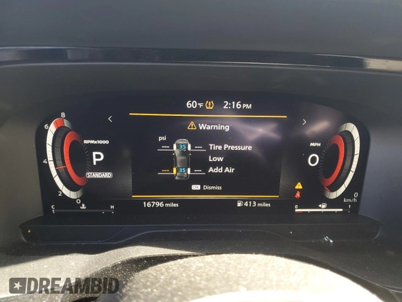 2023 Nissan Pathfinder Platinum with VIN 5N1DR3DH9PC249135, listed as a Copart auction lot 87843415 with 16,796 mi miles and Salvage title. Bid and sale history available at DreamBid. Image 9.