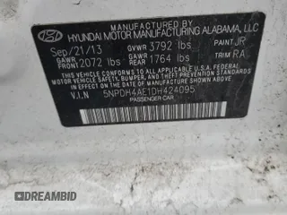 2013 Hyundai Elantra GLS z VIN 5NPDH4AE1DH424095, wystawiony jako Copart lot #52617945 z przebiegiem Nie podano mil oraz Szkody całkowita. Historia ofert i sprzedaży dostępna na DreamBid. Obrazek 14.