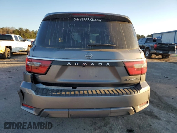 2023 Nissan Armada Platinum with VIN JN8AY2CC3P9181149, listed as a Copart auction lot 41335035 with 42,753 mi miles and Salvage Title. Bid and sale history available at carsss.com. Image 6.