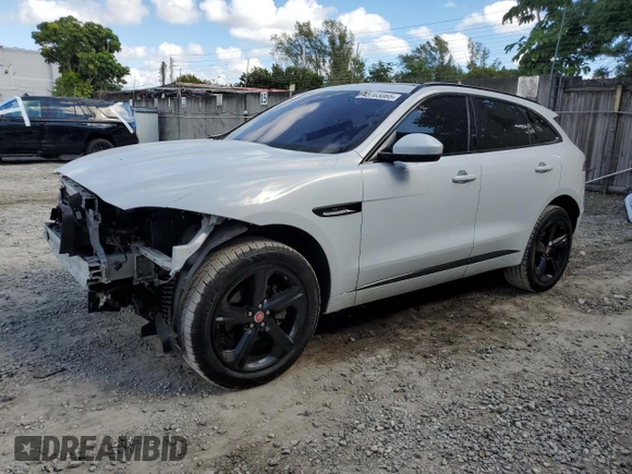 2020 Jaguar F-Pace 25t Checkered Flag Edition with VIN SADCP2FXXLA618597, listed as a Copart auction lot 43703065 with 32,011 mi miles and Salvage title. Bid and sale history available at DreamBid. Image 1.