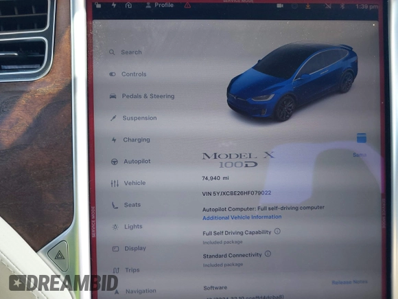 2017 Tesla Model X 90D z VIN 5YJXCBE26HF079022, wystawiony jako IAAI lot #41847954 z przebiegiem 74 940 mil mil oraz . Historia ofert i sprzedaży dostępna na DreamBid. Obrazek 16.