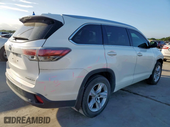 2015 Toyota Highlander Limited with VIN 5TDDKRFH9FS117899, listed as a Copart auction lot 61052845 with 138,048 mi miles and Salvage title. Bid and sale history available at DreamBid. Image 3.