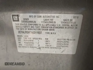 2010 GMC Terrain SLT-1 with VIN 2CTALFEW7A6311837, listed as a IAAI auction lot 41289251 with 129,022 mi miles and . Bid and sale history available at DreamBid. Image 9.