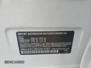 2017 BMW 5 Series 540i with VIN WBAJE5C38HG914361, listed as a Copart auction lot 59929095 with 89,496 mi miles and Non repairable. Bid and sale history available at DreamBid. Image 12.