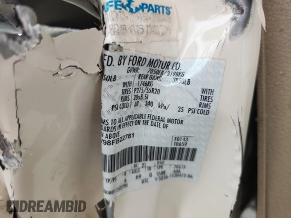 2008 Ford F-150 XLT z VIN 1FTPW12V98FB22781, wystawiony jako Copart lot #60132725 z przebiegiem 215 376 mil mil oraz Szkoda całkowita • Salvage title. Historia ofert i sprzedaży dostępna na DreamBid. Obrazek 12.