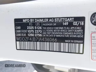 2018 Mercedes-Benz E-Class E 300 with VIN WDDZF4JB7JA436066, listed as a IAAI auction lot 41630541 with 78,055 mi miles. Bid and sale history available at carsss.com. Image 9.