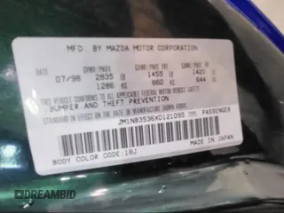 1999 Mazda MX-5 Miata z VIN JM1NB3536X0121095, wystawiony jako IAAI lot #42138447 z przebiegiem 146 636 mil mil oraz . Historia ofert i sprzedaży dostępna na DreamBid. Obrazek 8.