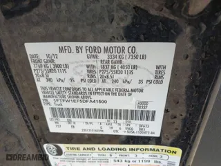 2013 Ford F-150 XL with VIN 1FTFW1EF5DFA41500, listed as a IAAI auction lot 41215195 with 123,160 mi miles. Bid and sale history available at carsss.com. Image 9.