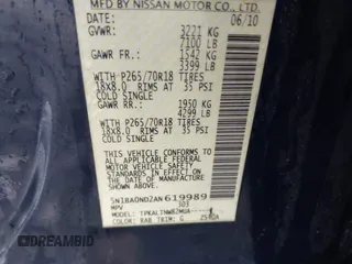 2010 Nissan Armada Titanium z VIN 5N1BA0ND2AN619989, wystawiony jako IAAI lot #41516441 z przebiegiem 161 744 mil mil oraz . Historia ofert i sprzedaży dostępna na DreamBid. Obrazek 9.