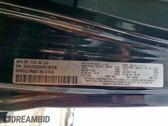 2022 Jeep Wrangler Unlimited Sport S z VIN 1C4HJXDG5NW180130, wystawiony jako Copart lot #59883815 z przebiegiem 47 625 mil mil oraz Czysty tytuł • Clean title. Historia ofert i sprzedaży dostępna na DreamBid. Obrazek 13.