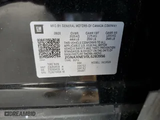 2020 Chevrolet Equinox Premier with VIN 2GNAXNEV0L6283956, listed as a Copart auction lot 53574055 with 121,132 mi miles and Clean Title. Bid and sale history available at carsss.com. Image 13.