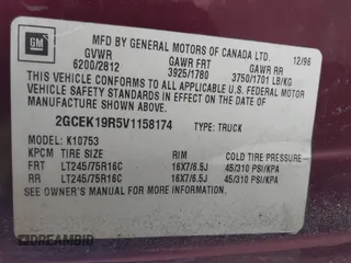 1997 Chevrolet Silverado 1500 with VIN 2GCEK19R5V1158174, listed as a IAAI auction lot 41461174 with 213,141 mi miles and . Bid and sale history available at DreamBid. Image 9.