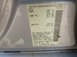 2013 Nissan Altima SL with VIN 1N4BL3AP5DN408974, listed as a IAAI auction lot 42512707 with 199,300 mi miles and . Bid and sale history available at DreamBid. Image 9.