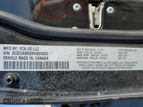 2021 Chrysler 300 S z VIN 2C3CCABG6MH554329, wystawiony jako Copart lot #52045545 z przebiegiem 77 377 mil mil oraz Szkoda całkowita • Salvage title. Historia ofert i sprzedaży dostępna na DreamBid. Obrazek 14.
