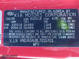 2020 Kia Soul GT-Line with VIN KNDJ63AU8L7055703, listed as a IAAI auction lot 41435020 with 67,116 mi miles. Bid and sale history available at carsss.com. Image 9.