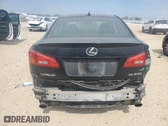 2007 Lexus IS with VIN JTHBK262172045792, listed as a Copart auction lot 52644925 with 186,609 mi miles and Salvage Title. Bid and sale history available at carsss.com. Image 6.