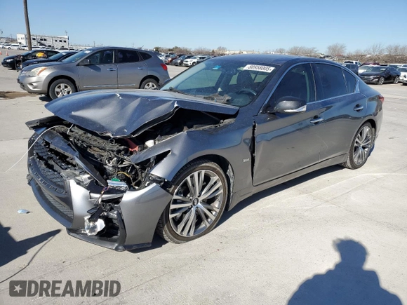 2018 Infiniti Q50 Sport with VIN JN1EV7AP8JM355507, listed as a Copart auction lot 88958005 with 67,852 mi miles and Salvage Title. Bid and sale history available at carsss.com. Image 1.