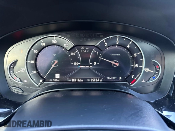 2018 BMW 5 Series M550i xDrive with VIN WBAJB9C55JB035226, listed as a Copart auction lot 60850325 with 156,183 mi miles and Clean title. Bid and sale history available at DreamBid. Image 8.