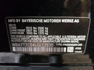 2020 BMW 7 Series 740i with VIN WBA7T2C04LGL17530, listed as a Copart auction lot 62039783 with 47,958 mi miles. Bid and sale history available at carsss.com. Image 13.