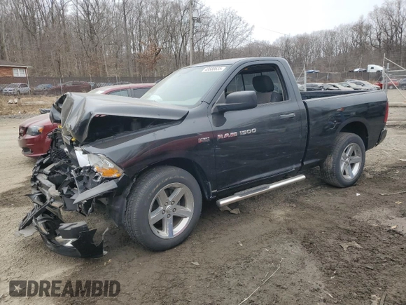 2012 Ram 1500 Express with VIN 3C6JD7AT2CG280229, listed as a Copart auction lot 48588635 with 91,019 mi miles and Salvage Title. Bid and sale history available at carsss.com. Image 1.