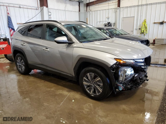 2022 Hyundai Tucson Hybrid Blue with VIN KM8JBCA13NU045713, listed as a Copart auction lot 48371525 with 13,848 mi miles and Salvage Title. Bid and sale history available at carsss.com. Image 4.