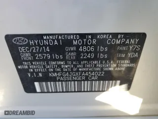 2015 Hyundai Azera with VIN KMHFG4JGXFA454022, listed as a Copart auction lot 76517844 with 133,895 mi miles and Salvage Title. Bid and sale history available at carsss.com. Image 12.