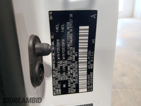 2017 Toyota Sienna XLE Auto Access Seat with VIN 5TDYZ3DC1HS780078, listed as a Copart auction lot 62499995 with 78,227 mi miles and Clean title. Bid and sale history available at DreamBid. Image 13.