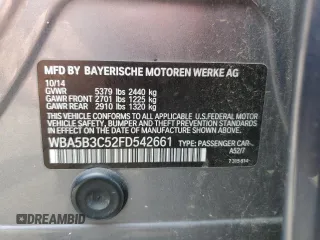 2015 BMW 5 Series 535i xDrive с VIN WBA5B3C52FD542661, выставлен на аукционе Copart как лот 61461975 с пробегом Не указан миль и Списание • Salvage title. История ставок и продаж доступна на DreamBid. Изображение 12.