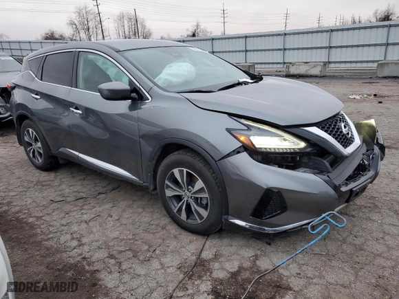 2021 Nissan Murano S with VIN 5N1AZ2AS9MC137640, listed as a Copart auction lot 38005244 with 25,705 mi miles and Salvage Title. Bid and sale history available at carsss.com. Image 4.