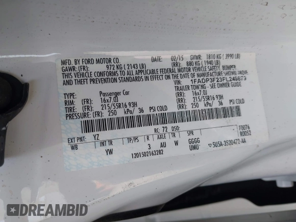 2015 Ford Focus SE с VIN 1FADP3F23FL249879, выставлен на аукционе IAAI как лот 41900558 с пробегом 96 239 миль миль и . История ставок и продаж доступна на DreamBid. Изображение 9.